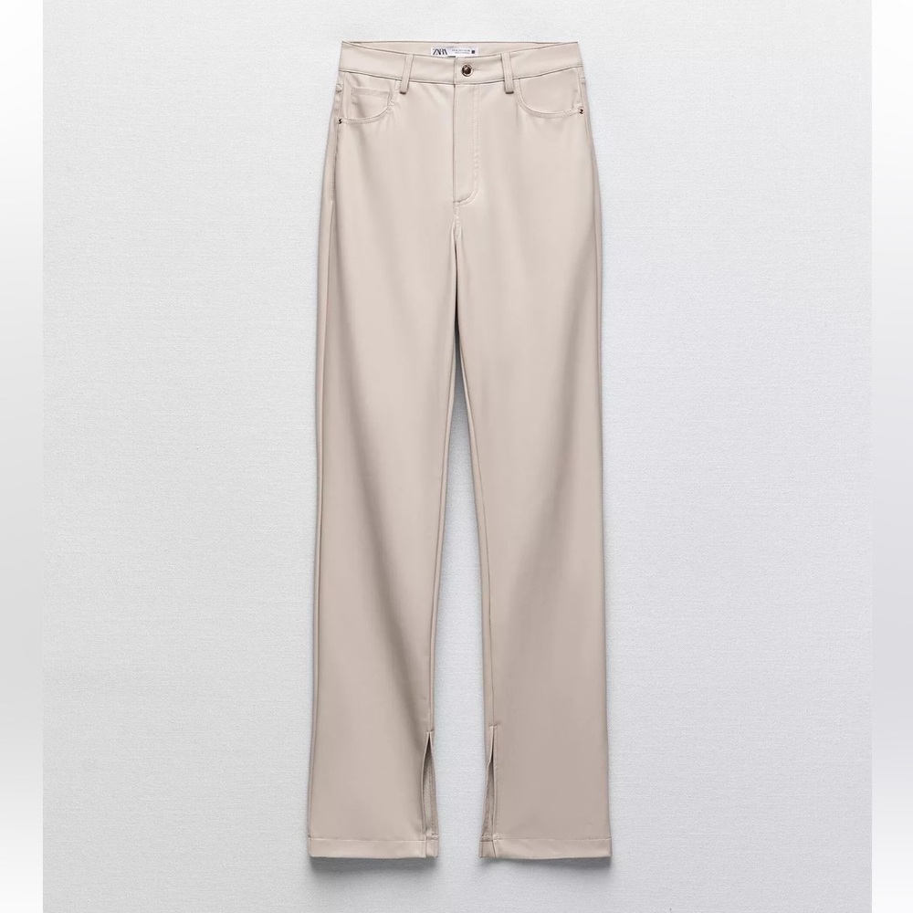 ZARA Faux Leather Flared Slit Pants